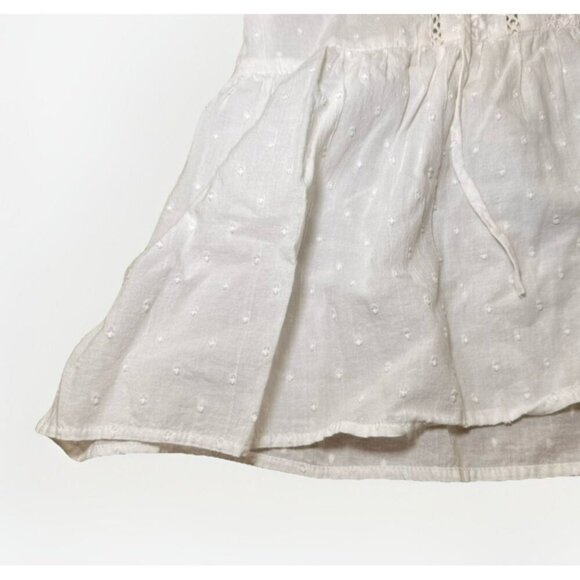 LOFT Women’s White Cotton Blouse Size Medium Embroidered V Neck Long Sleeves - Picture 5 of 6